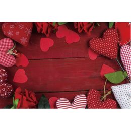 Party Decoration Red Wooden Board Backdrop Love Flower Background Birthday Wedding Holiday Valentine's Day Decor Po Booth Studio Props