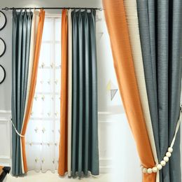 Custom Curtain Nordic Chenille Modern Jacquard Colourful Livingroom Bedroom Window Blackout Yarn Tulle M683 & Drapes