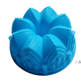 Silicone Big Cake Moulds Flower Crown Shape Cake Bakeware Baking Tools 3D Bread Pastry Mould Pizza Pan DIY Birthday Wedding Party RRE11438