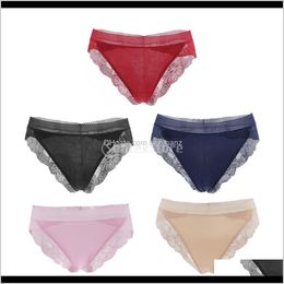 Womens Underwear Apparel Drop Delivery 2021 5Pcs Lace Thong Panties Fashion Ice Silk Briefs Comfort Lingerie Xl Vpxrq