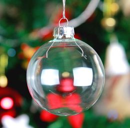 8cm Christmas Transparent Ball Candy Boxes Romantic Design Plastic Clear Balls Festival Decorations Xmas Tree Bauble Ornament SN2795