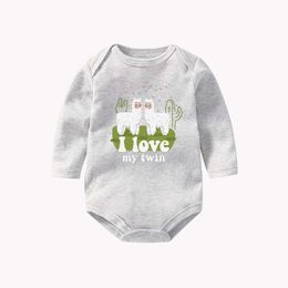 Ysculbutol Little Sheeps My Twin Baby Bodysuit Funny Baby Shower Gifts Cute Llamas Outfit for Twins Boy Girl. G1023