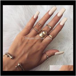 S1577 Fashion Jewelry Knuckle Ring Set Vintage Ringpull Hollow Out 6Pcsset Tmg0V Band Bcmdt