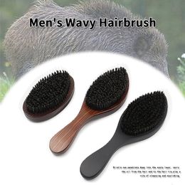 Senior Pure Natural Boar Bristles 360 Wave Hairbrush For Men Face Massage Facial Hair Drying Cleaning Brush Salon Styling Tools