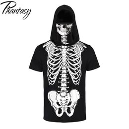 -Phantasy Masculino Esqueleto Skull Buck Mask T-Shirt Funny Impreso Mask Man T-SHIRTS Halloween Hombres Ropa de manga corta M-XXL 210329