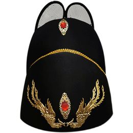 Official hat costume accessories Chinese ancient Emperor's crown Black Ming Dynasty Traditional head dress performance stage wear opera cosplay hat