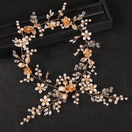 Hair Clips & Barrettes Pearl Rhinestone Flower Headband Wedding Accessories Winding Decoration Hairband For Women