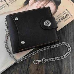 Wallet fashion hight quality men Boy Studdent Leather Card Holder Purse with Anti Lose Chain