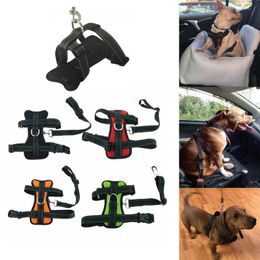 Car Dog Safety Chest Seat Belt Harness Adjustable Vehicle Breathable Softy Pet Safe Harness Dogs Walking Harness With Belt Rope 211006