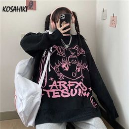 KOSAHIKI Japanese Cartoon Jumper Women Sweaters Harajuku Streetwear Spring Pullovers Loose Fashion Casual Jerseys Mujer 211018