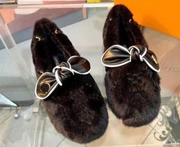 High quality fashion luxury Lido flat bottom wool slippers designer lippers woven sandals smooth mink suede 35-40