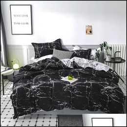 Bedding Sets Supplies Home Textiles & Garden 3Pcs Marble Duvets And Luxury Bedspreads Quality Bed Set For Soft Er Feather Double Linen Cotto