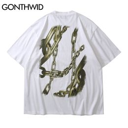 Streetwear Tees Shirts Hip Hop 3D Chain Short Sleeve Tshirts Punk Rock Gothic T-Shirt Harajuku Tops 210602