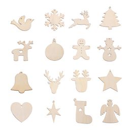 19 Styles Wooden Christmas Tree Pendant Decoration Accessories Elk Christm as Trees Snowflake For Christma Creative Pendants Hand-painted Decorations