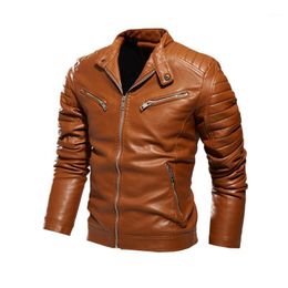 Men's Jackets Mens Leather Jacket Patchwork Casual Zipper Slim Fit Coat Male Youth Motorcycle Pu Brushed Outwear Color Matching