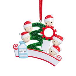 2021 DIY Christmas Decoration Resin Quarantine Ornaments Family of 1-7 Heads DIY Xmas Tree Pendant Accessories with Rope FY4664 Tiktok