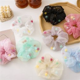 Women Cute Dot Ball Elastic Hair Bands Ponytail Holder Scrunchies Tie Hair Rubber Band Headband Lady Hair Accessories Headwear