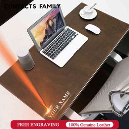 CONTACT'S FAMILY Portable Large Mouse Pad Gamer Cowhide Leather Desk Mat Computer Mousepad Keyboard Table Cover PC Laptop