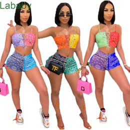 Summer Women Sexy Short Set Outfits Two Pieces Set designer Tracksuits Jogger Suits Sexy Suspenders Tops Suit Plus Size Clothing