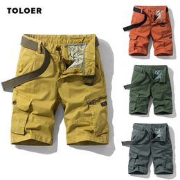 Men Cargo Shorts Cotton Spring Summer Casual Pants Camouflage Mens Denim Mid Waist Multi-pocket 210714