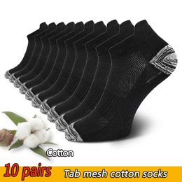 10 Pairs Mens Ankle Socks Athletic Cushioned Cotton Sports Socks Breathable Low Cut Tab With Arch Support Mesh Casual Short Sock 210727