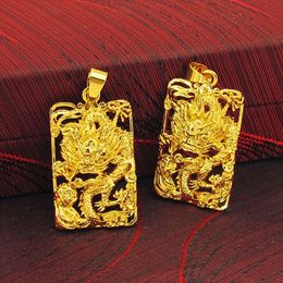 Hollow Dragon Men Pendant Chain 18K Yellow Gold Filled Female Fashion Jewellery Gift