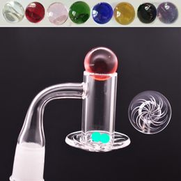 Smoking pipe accessories Full Weld Beveled Edge Smoking Blender Quartz Banger With Glass Marbles & Ruby Pearls 20mmOD 10mm 14mm 18mm joint