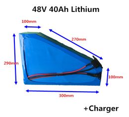 Triangle 48V 40Ah Lithium li ion battery pack with bms for 3000W 2000W ebike electric bicycle mountain ebike fat bike +5A charge