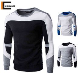 Men's Sweatshirt Casual Fashion Hoodies Men Slim Fit Pullover Male Long Sleeve Streetwear Patchwork Quality Sweatshirts Men 211217