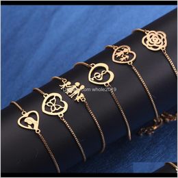 Charm Drop Delivery 2021 Bracelets For Women Bangle Chain Jewelry Butterfly Flower Heart Rose Family Mother Bracelet Gift Wrktr