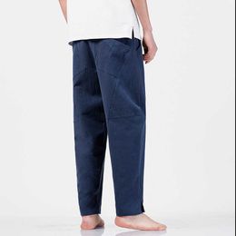 Japanese cotton flaxen trousers ankle banded pants Chinese Style Casual Men Harem Pants Men Jogger Pants Men Fitness Trousers Ma H0831