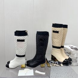 2022 г. сапоги до колена Comfore, женская обувь на мягком пуху, дизайнерская обувь на среднем каблуке, непромокаемая нейлоновая верхняя часть зимних ботинок, большой размер 35-41