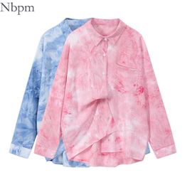 Nbpm Spring Women's Clothing Tie Dye Ladies Top Korean Clothing Long Sleeve Shirt Blouses Fashion Tunic Female Blusas Mujer 210529