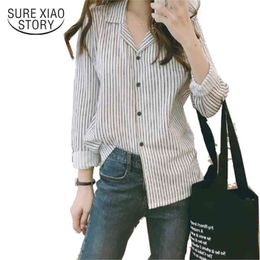 fall arrival women blouse fashion shirt long sleeve stripped office lady tops 210506
