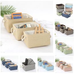 Linen Storage Baskets Storages Bins Box Organising With Cotton Rope Handles Fabric Basket For Gifts Empty Home Office Toys Kids Room Clothes Closet Shelves HH21-195