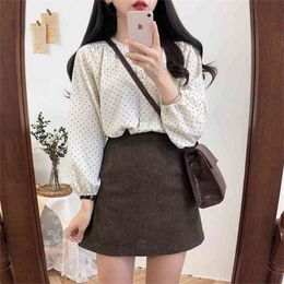 spring Vintage dot Shirt female Oversize Tops Women long sleeve Girls Blouse Summer Plus Size Blouses femme Blusas 210423