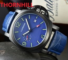 Subdials Work Mens Watches 50mm High Quality Leather Classic Style Auto Date Quartz Men Fashion Casual Watch Relojes De Marca