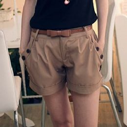 Womens Shorts Summer Solid England style Mid Waist Casual short mujer pantalon corto verano py20% 210428