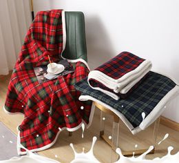Scotland Plaid Blankets Lamb Wool Office Nap Blanket Soft and Warm