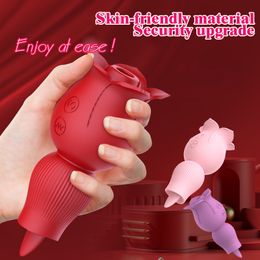 Rose Clitoral Sucking Vibrator Vibrating Egg Vaginal Anal Tongue Lick Clit Stimulator Breast Nipple Sucker Massager Oral Sex Adult Toy for Women YL0402