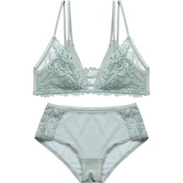 Sexy Set Front Closure Bra Set Pink Double Cup Ultra Thin Bra Unlined Plunge Wire Free Bra and Panty Set Front Hook L2304