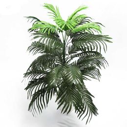 90cm 39 Heads Large Tropical Palm Leaves Artificial Monstera Tree Fake Green Plants Silk Fan Foliage for Home Office Decoration 210624