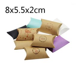 Gift Wrap 8x5.5x2cm Candy Box Pillow Shape Wholesales Paper Packaging Boxes Bags Christmas Wedding Party Xmas Supplies