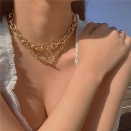 Vintage Punk Cross Chain Necklace Hip Hop Goth Toggle Clasp Lariat Pendant Necklaces Charm for Women Men Neck Jewellery