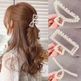 Pearl Hair Claw Clips Geometric Hairpins For Women Girl Korean Bow Hollow Hair Accessories Bath Clip Headwear Barrettes
