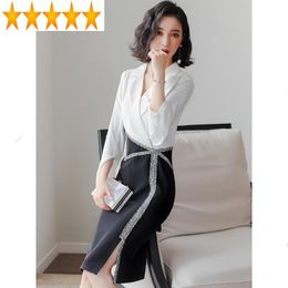 Vintage Spring Summer 2021 Office For Women Black White Party Dress Elegant Ladies Dresses Clothes Vestidos MY2321 Casual