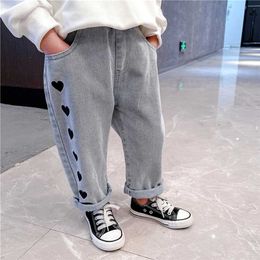 Jeans For Girls Heart Pattern Spring Autumn Baby Casual Style Kid Clothes 211102
