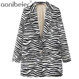 Women Animal Print Blazer Coat Matching Vintage One Button Long Sleeve Female Outerwear Chic Tops Fashion Stylish 210604
