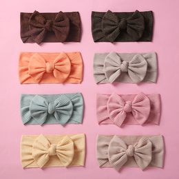 New Fashion Solid Knot Bow Headband Baby Ribbed Head wraps Girls Cotton Bows Turban for Children Girls Stretchy Hair Accessories