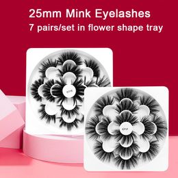 7 Pairs Of False Eyelashes In Flower Shape Tray 5D Mink Faux Lashes Multilayer Bushy Natural Eyelash Extension Makeup Beauty Tool
